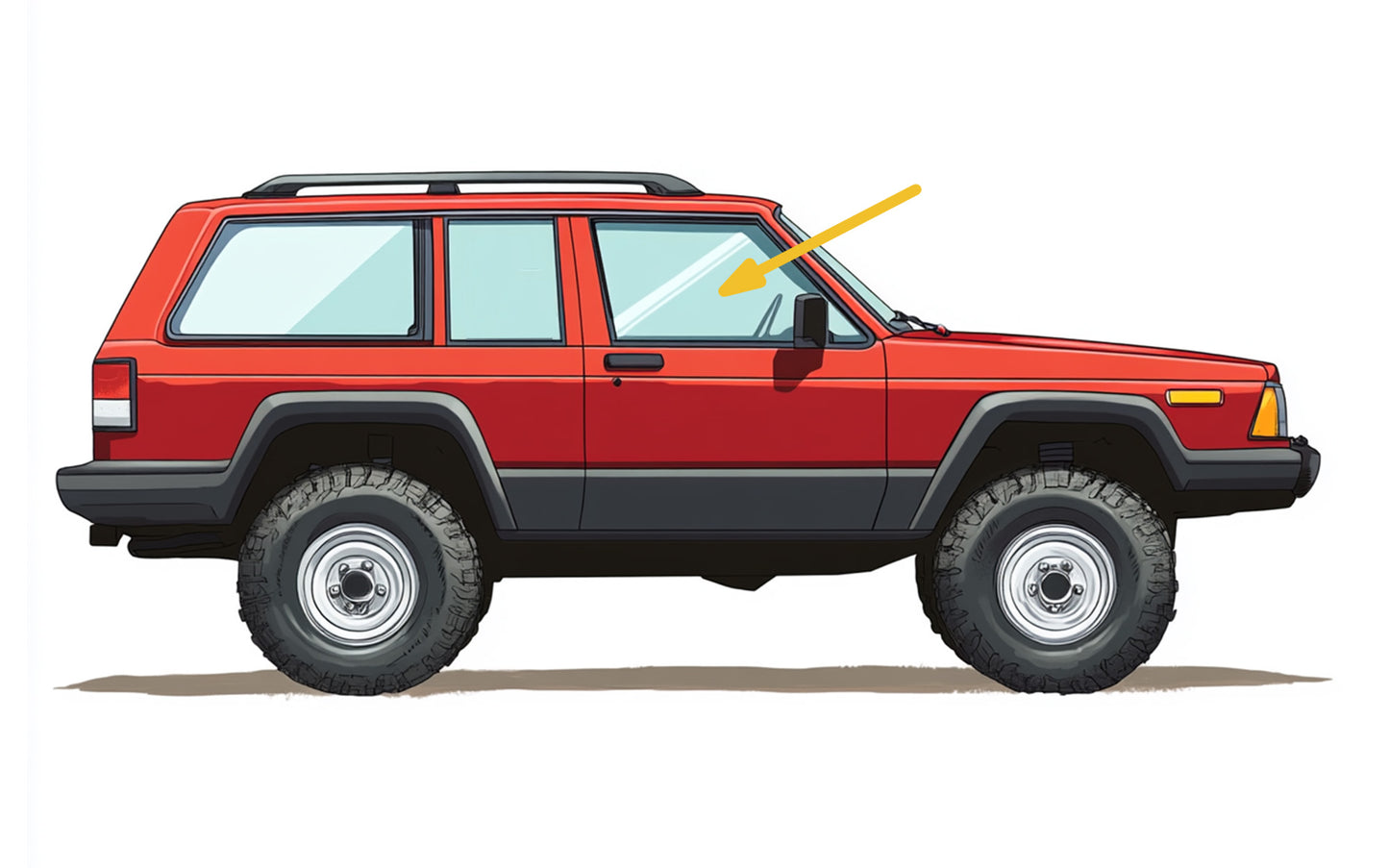97-01 Cherokee 2-door, no vent, door glass