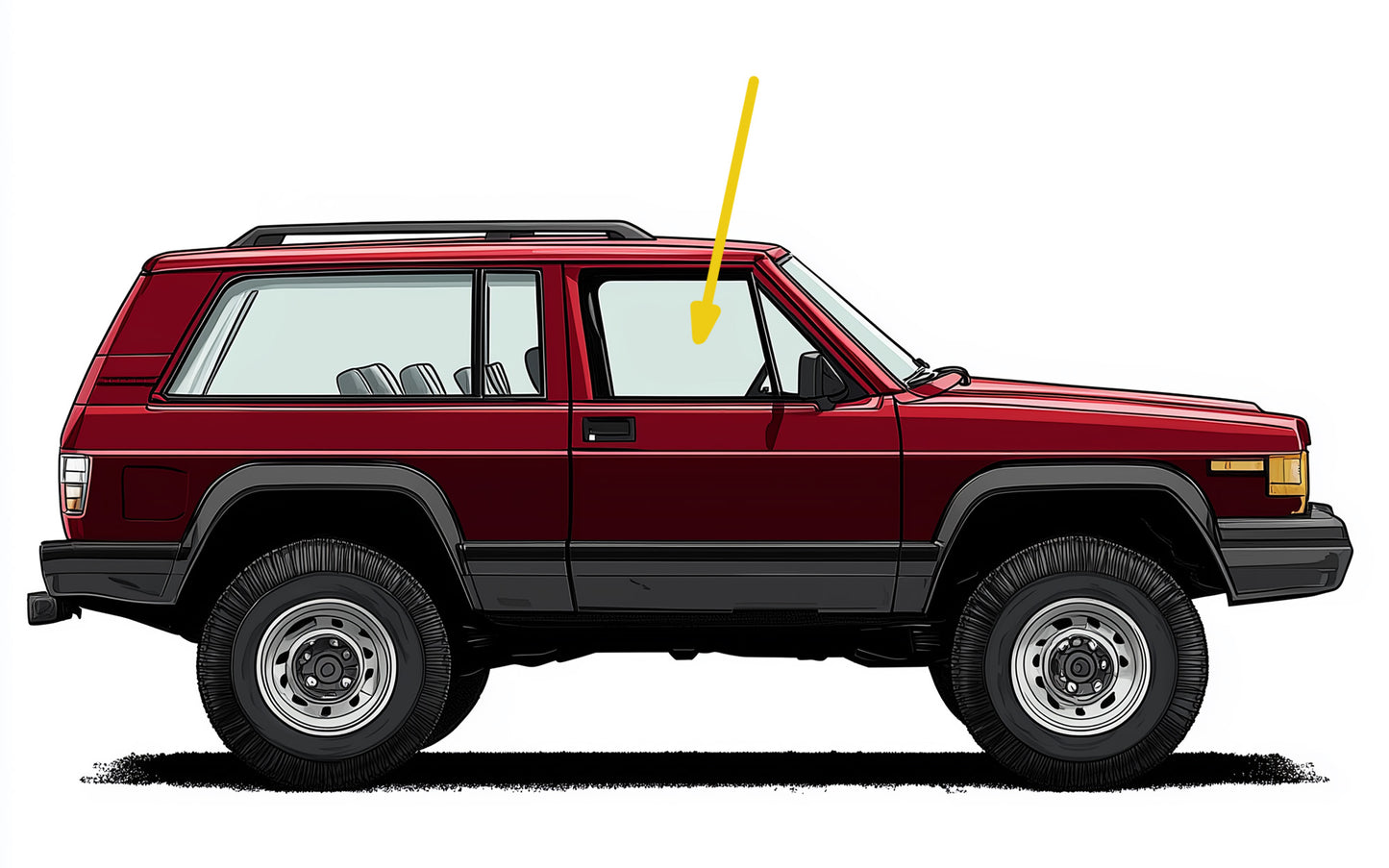 DOOR GLASS: 1984-1996 Jeep Cherokee 2dr