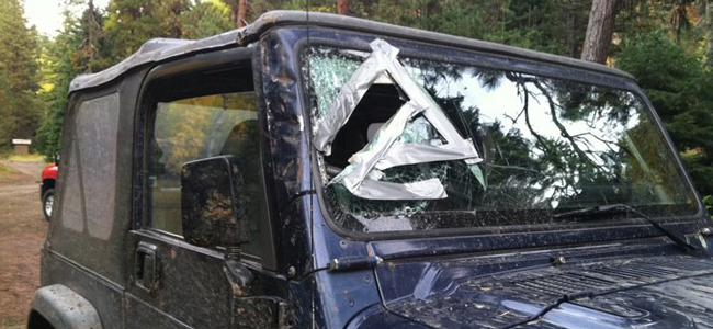 Jeep windshield, frame, glass and gasket assembly for quick window  replacements.